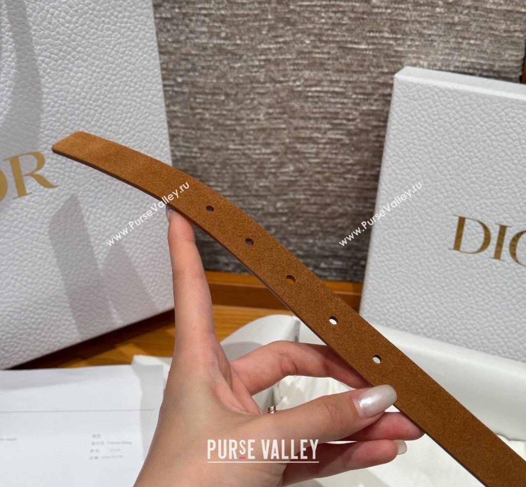 Dior Suede Belt 2cm with CD Buckle Camel Brown 2026 DR031701 (99-260317001)