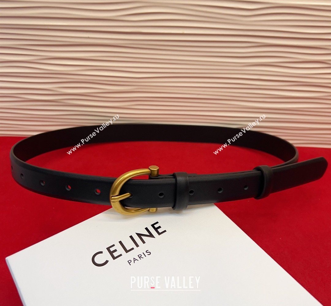 Celine Triomphe Medium Belt 2.5cm with Pin Buckle in Calfskin Leather Black 2026 CE031602 (99-260316026)