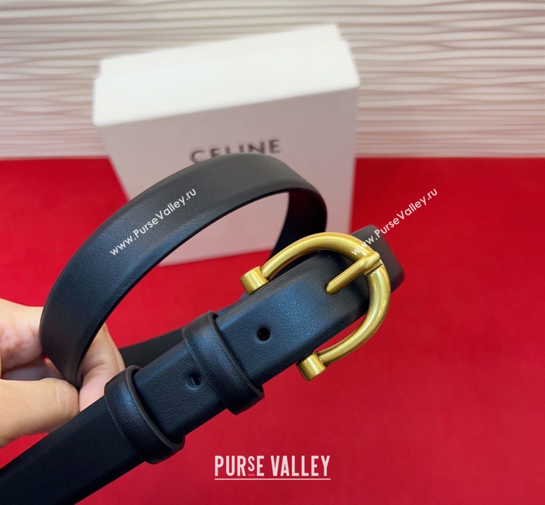 Celine Triomphe Medium Belt 2.5cm with Pin Buckle in Calfskin Leather Black 2026 CE031602 (99-260316026)