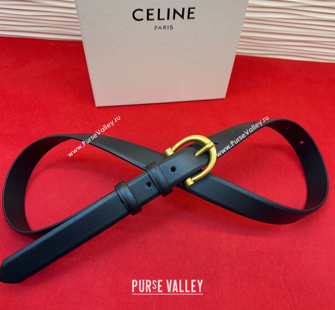 Celine Triomphe Medium Belt 2.5cm with Pin Buckle in Calfskin Leather Black 2026 CE031602 (99-260316026)