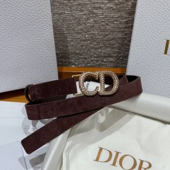 Dior Suede Belt 2cm with Strass CD Dark Brown 2026 DR031701 (99-260317004)