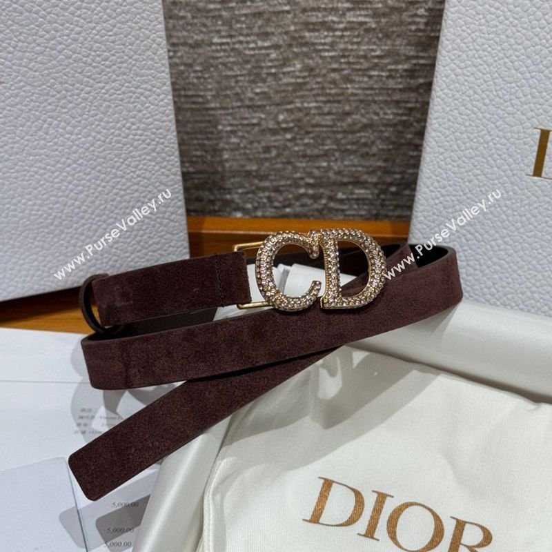 Dior Suede Belt 2cm with Strass CD Dark Brown 2026 DR031701 (99-260317004)