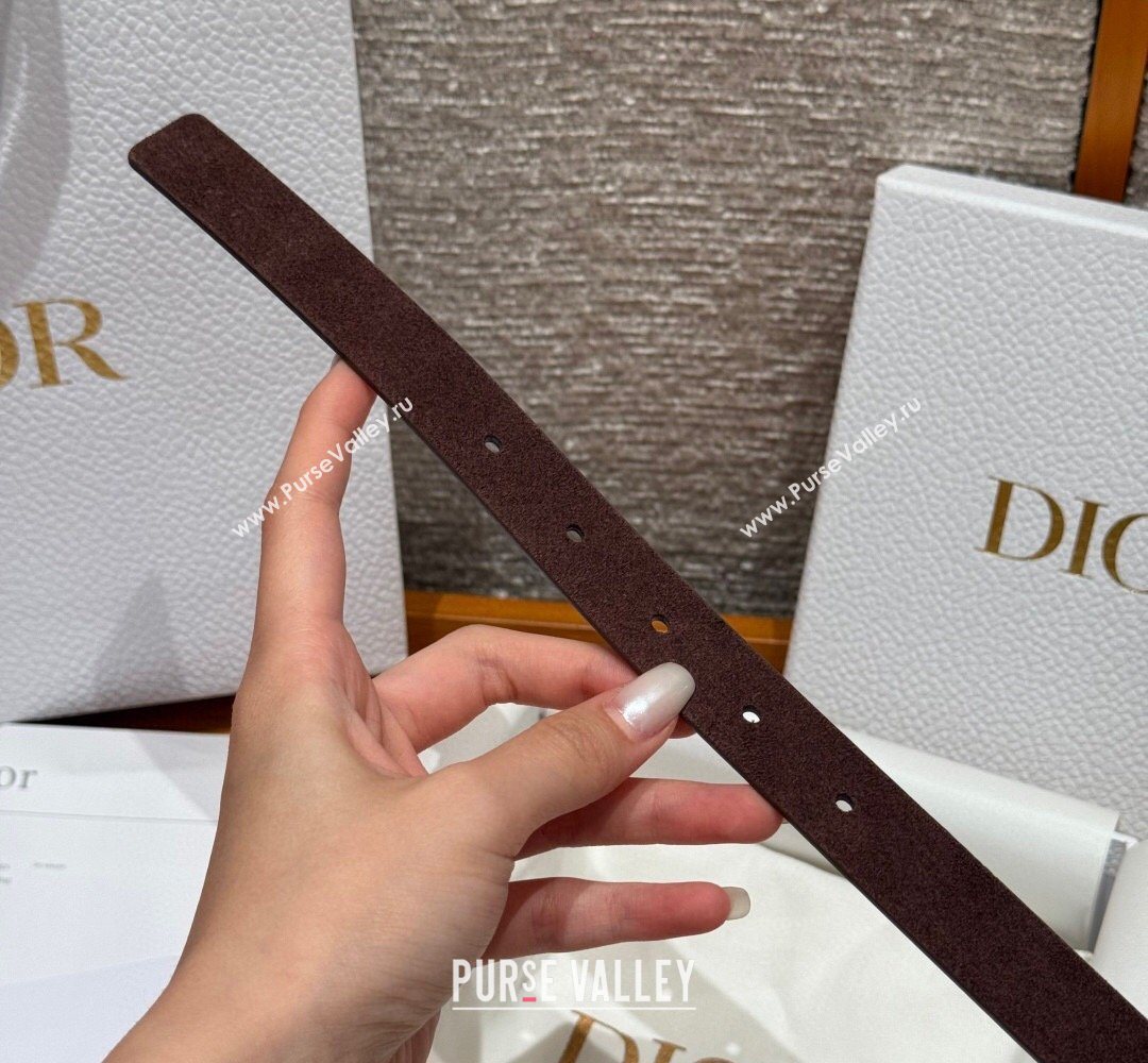 Dior Suede Belt 2cm with Strass CD Dark Brown 2026 DR031701 (99-260317004)
