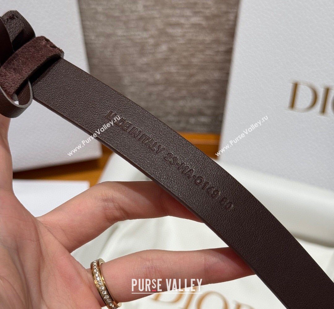 Dior Suede Belt 2cm with Strass CD Dark Brown 2026 DR031701 (99-260317004)