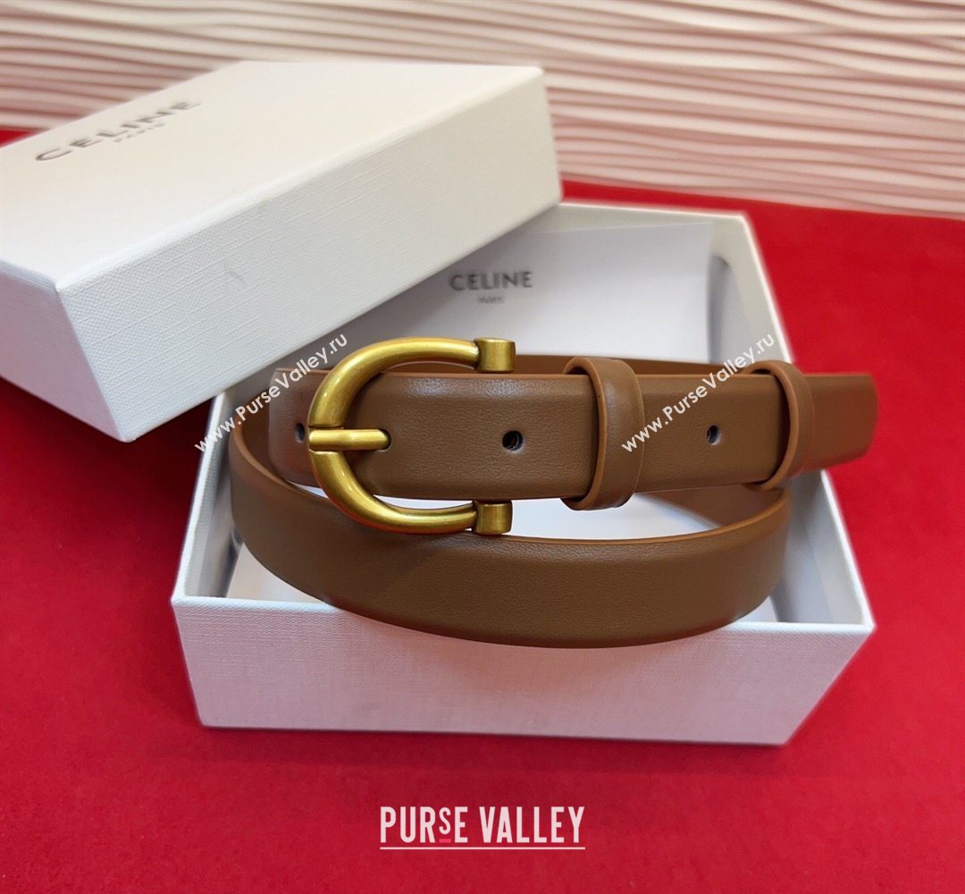 Celine Triomphe Medium Belt 2.5cm with Pin Buckle in Calfskin Leather Tan Brown 2026 CE031602 (99-260316027)