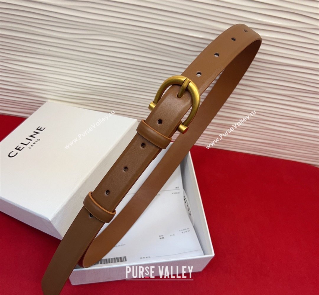 Celine Triomphe Medium Belt 2.5cm with Pin Buckle in Calfskin Leather Tan Brown 2026 CE031602 (99-260316027)