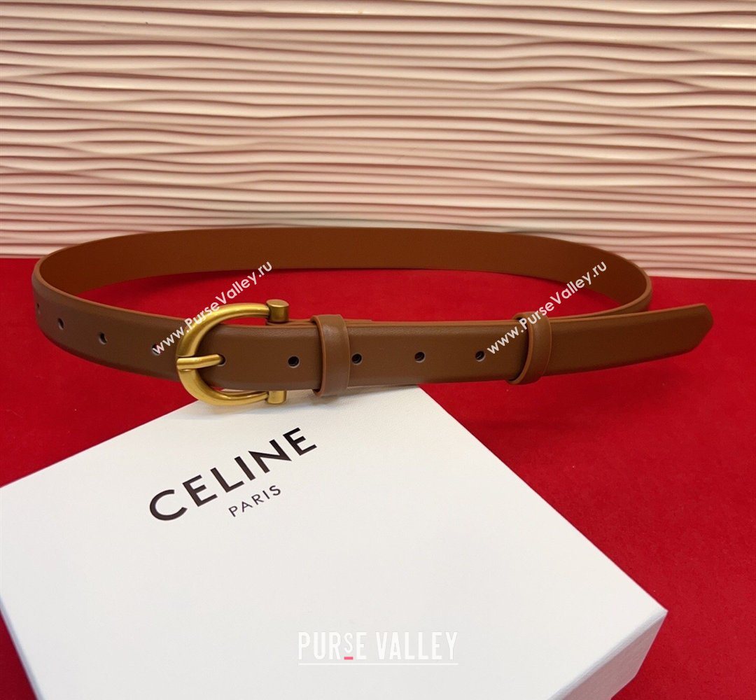 Celine Triomphe Medium Belt 2.5cm with Pin Buckle in Calfskin Leather Tan Brown 2026 CE031602 (99-260316027)