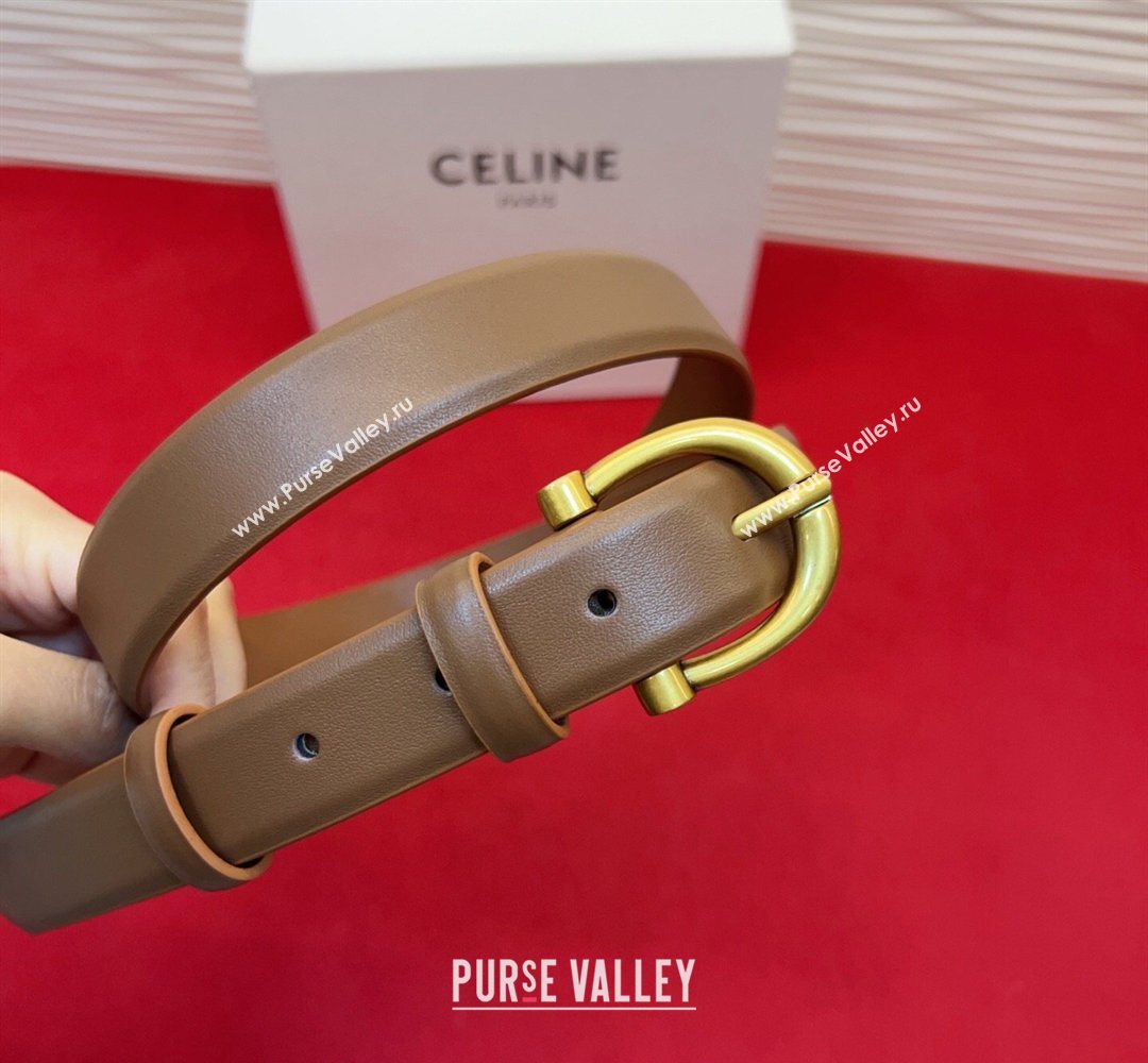 Celine Triomphe Medium Belt 2.5cm with Pin Buckle in Calfskin Leather Tan Brown 2026 CE031602 (99-260316027)
