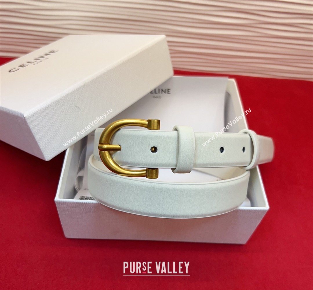 Celine Triomphe Medium Belt 2.5cm with Pin Buckle in Calfskin Leather White 2026 CE031602 (99-260316028)