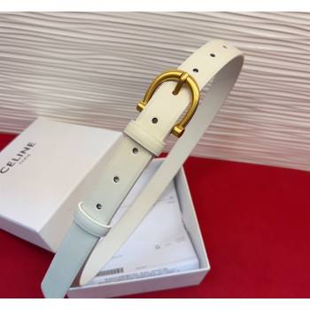 Celine Triomphe Medium Belt 2.5cm with Pin Buckle in Calfskin Leather White 2026 CE031602 (99-260316028)
