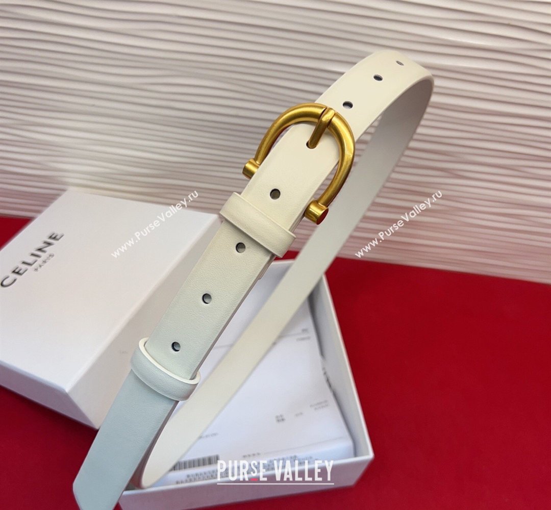 Celine Triomphe Medium Belt 2.5cm with Pin Buckle in Calfskin Leather White 2026 CE031602 (99-260316028)