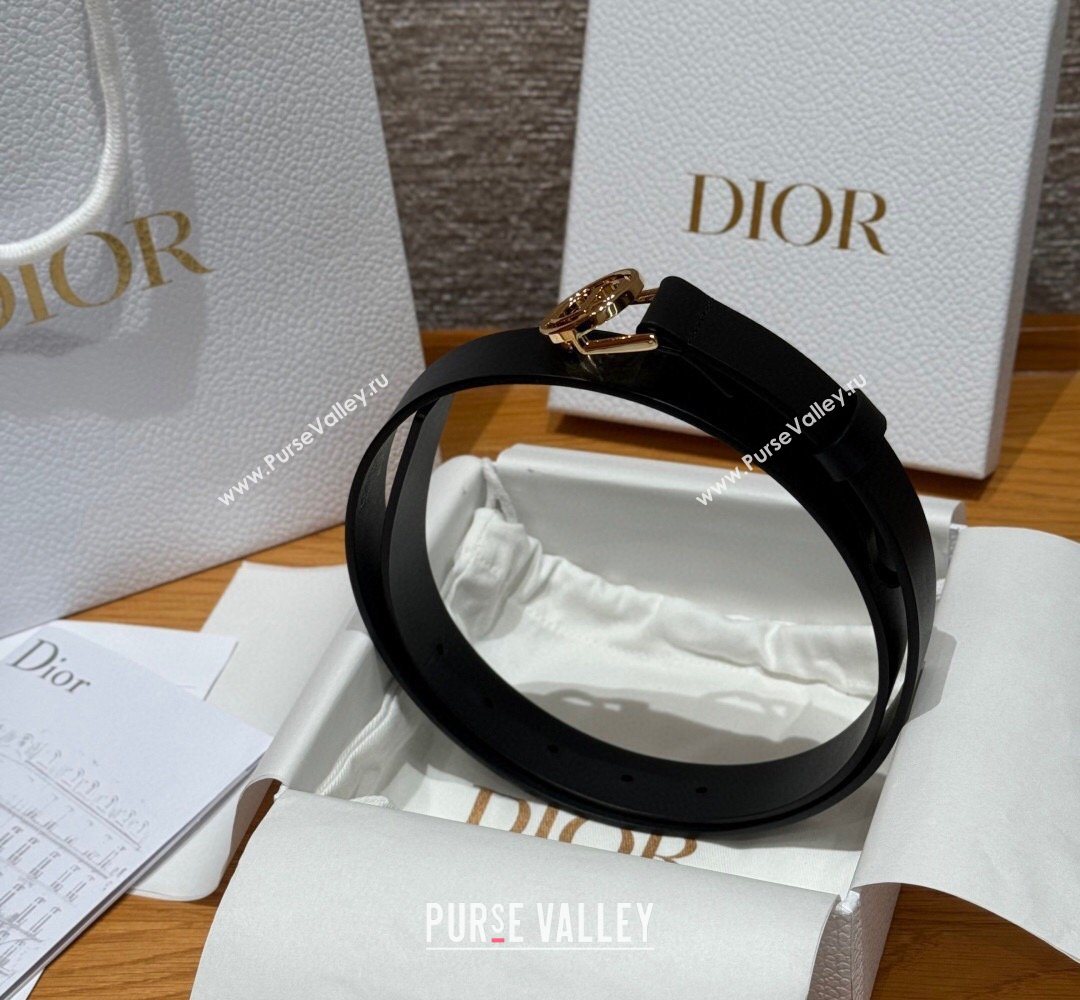 Dior Smooth Leather Belt 2.5cm with Circle CD Buckle Black/Gold 2026 DR031704 (99-260317014)