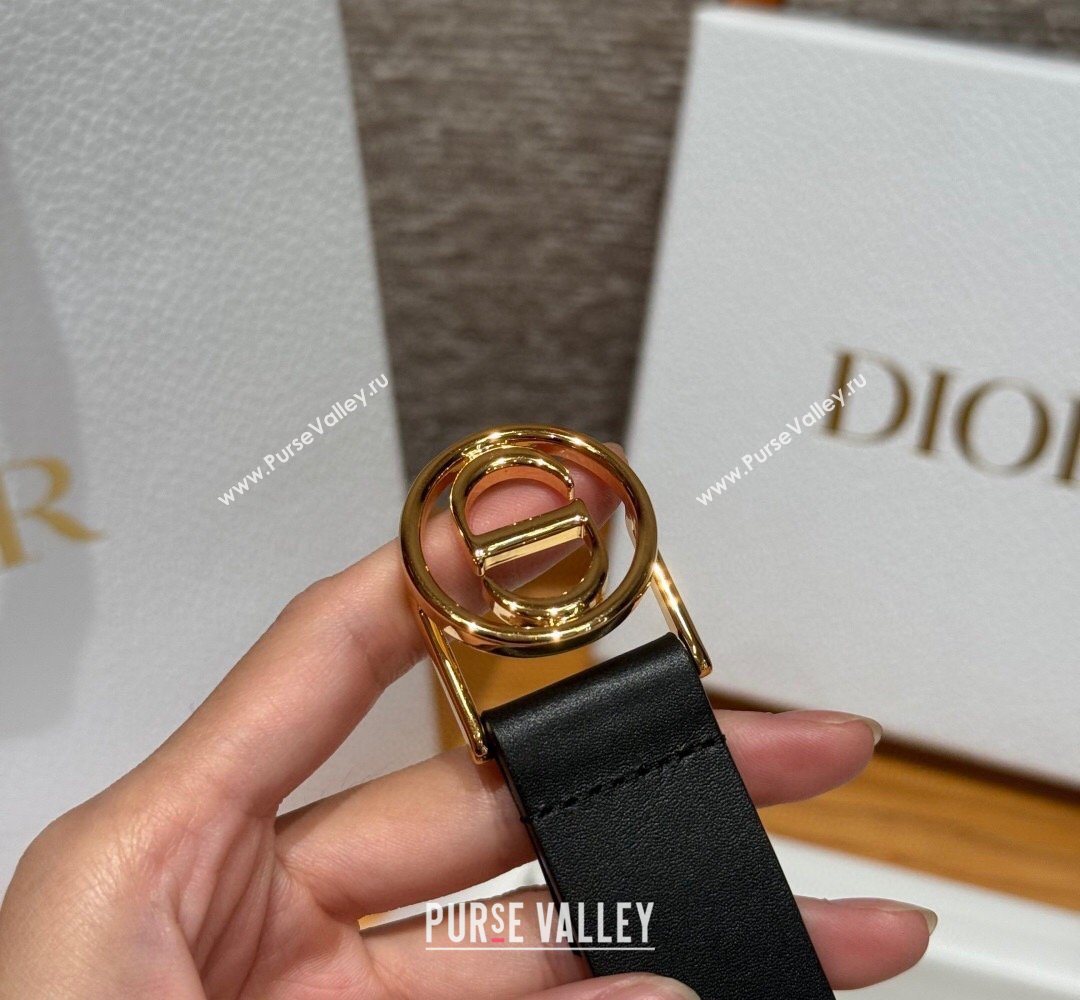Dior Smooth Leather Belt 2.5cm with Circle CD Buckle Black/Gold 2026 DR031704 (99-260317014)