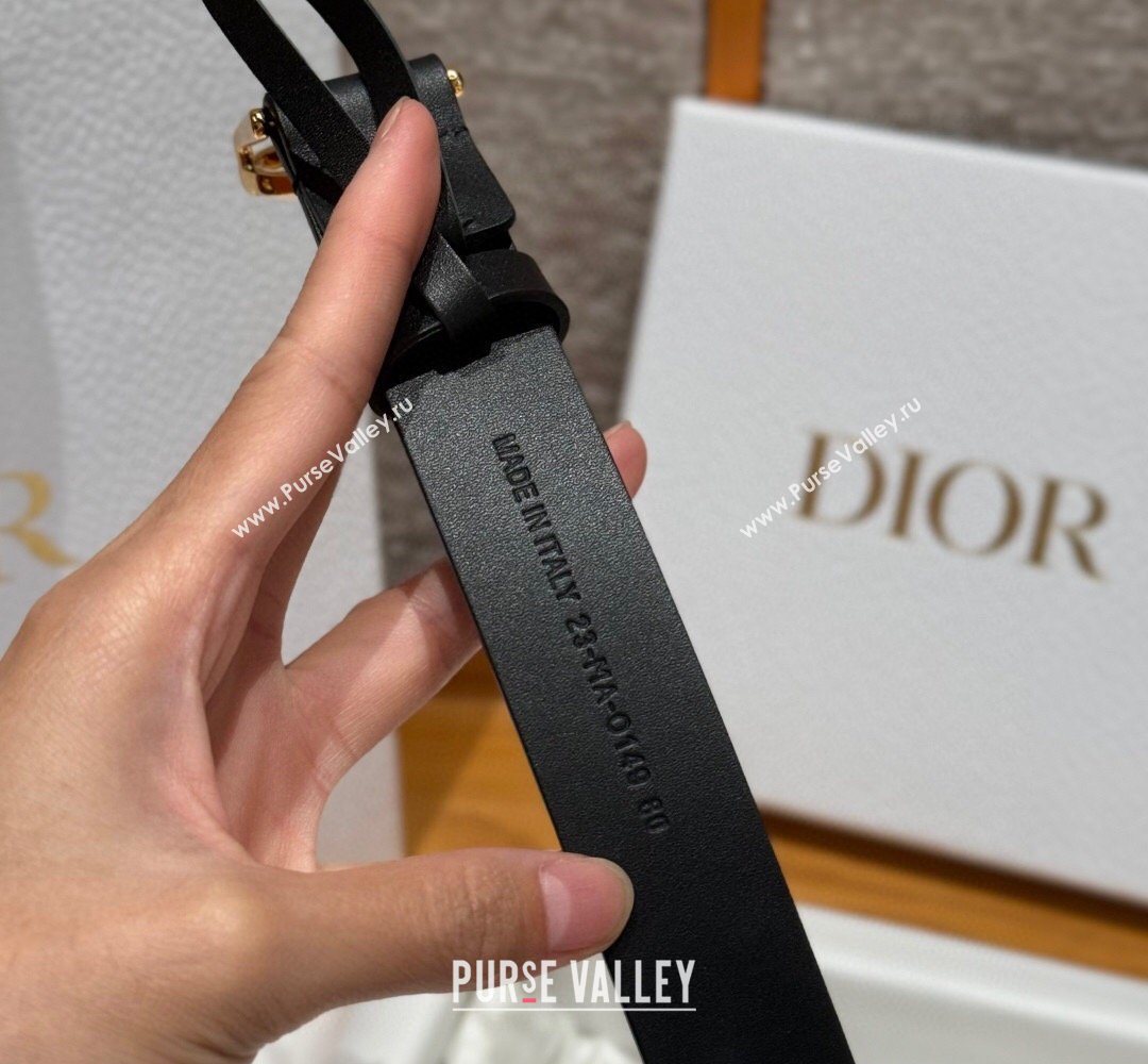 Dior Smooth Leather Belt 2.5cm with Circle CD Buckle Black/Gold 2026 DR031704 (99-260317014)