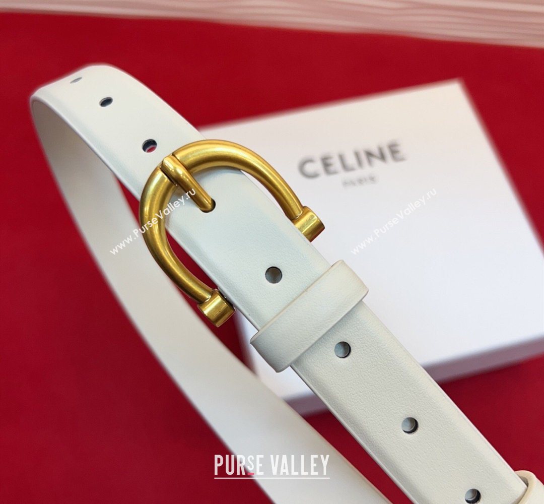 Celine Triomphe Medium Belt 2.5cm with Pin Buckle in Calfskin Leather White 2026 CE031602 (99-260316028)