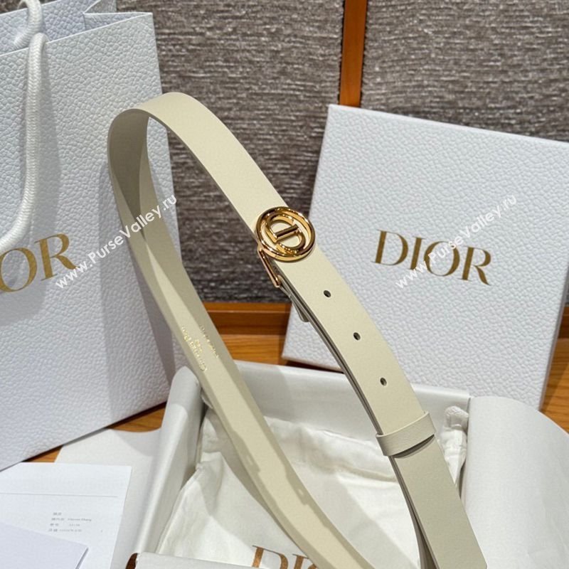 Dior Smooth Leather Belt 2.5cm with Circle CD Buckle White/Gold 2026 DR031704 (99-260317015)