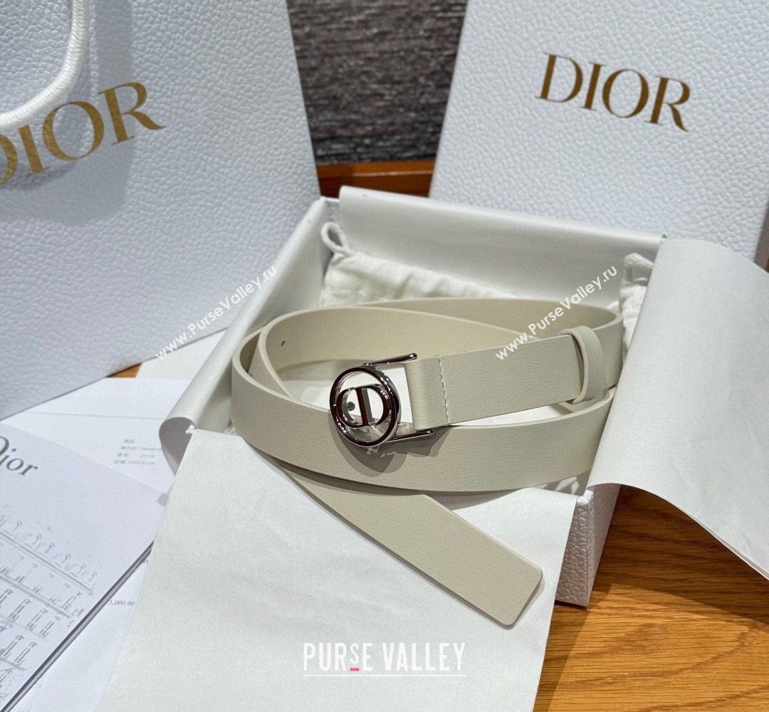 Dior Smooth Leather Belt 2.5cm with Circle CD Buckle White/Silver 2026 DR031704 (99-260317016)