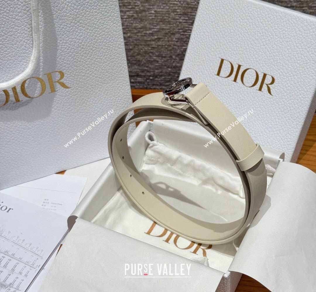 Dior Smooth Leather Belt 2.5cm with Circle CD Buckle White/Silver 2026 DR031704 (99-260317016)