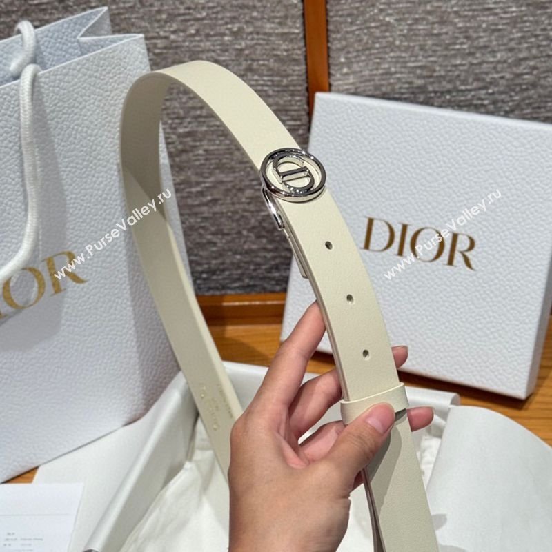 Dior Smooth Leather Belt 2.5cm with Circle CD Buckle White/Silver 2026 DR031704 (99-260317016)