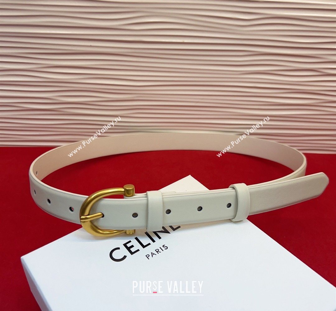 Celine Triomphe Medium Belt 2.5cm with Pin Buckle in Calfskin Leather White 2026 CE031602 (99-260316028)