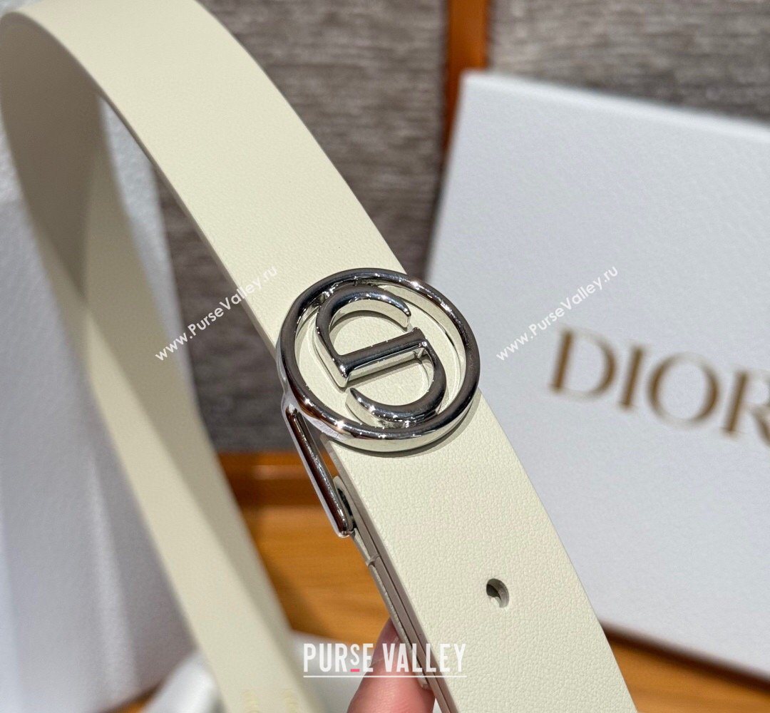 Dior Smooth Leather Belt 2.5cm with Circle CD Buckle White/Silver 2026 DR031704 (99-260317016)