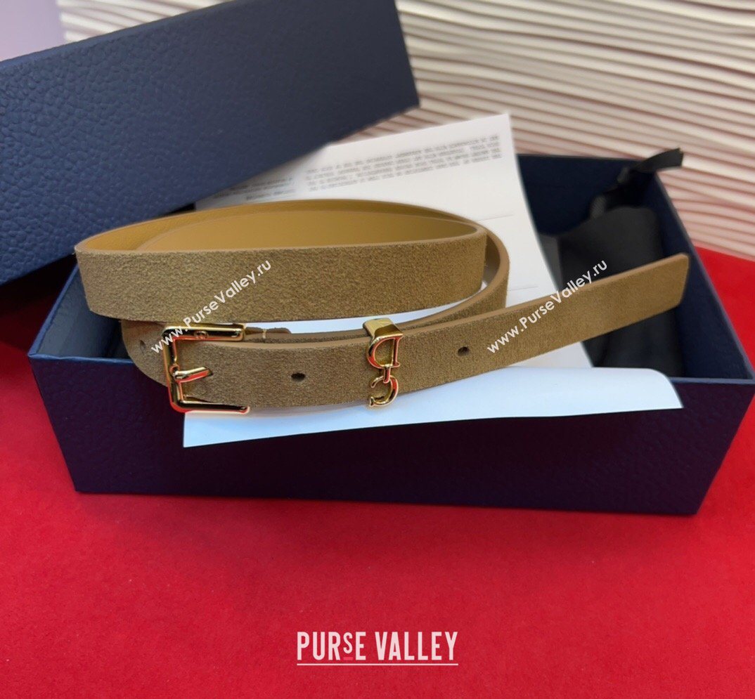 Dior Saddle Loop Belt 2cm in Suede with CD Pin Buckle Biscuits Beige/Gold 2026 DR031705 (99-260317018)