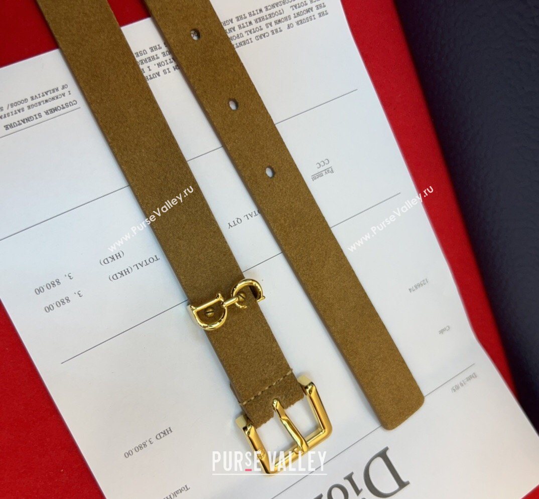 Dior Saddle Loop Belt 2cm in Suede with CD Pin Buckle Biscuits Beige/Gold 2026 DR031705 (99-260317018)