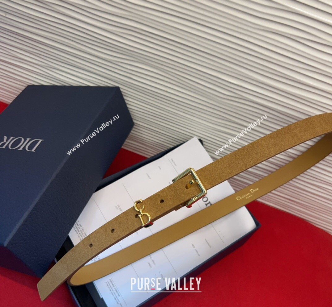 Dior Saddle Loop Belt 2cm in Suede with CD Pin Buckle Biscuits Beige/Gold 2026 DR031705 (99-260317018)