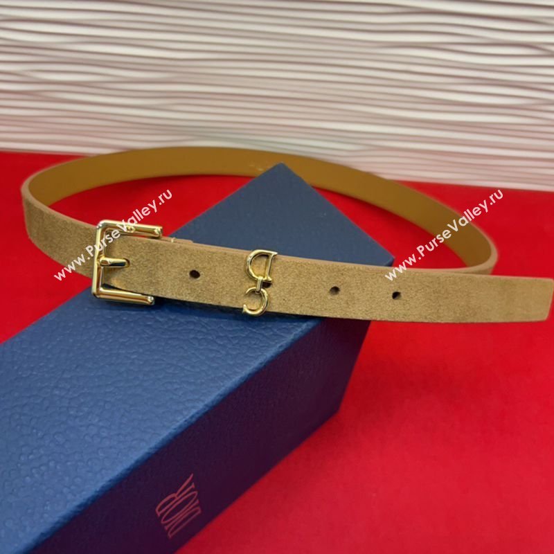 Dior Saddle Loop Belt 2cm in Suede with CD Pin Buckle Biscuits Beige/Gold 2026 DR031705 (99-260317018)