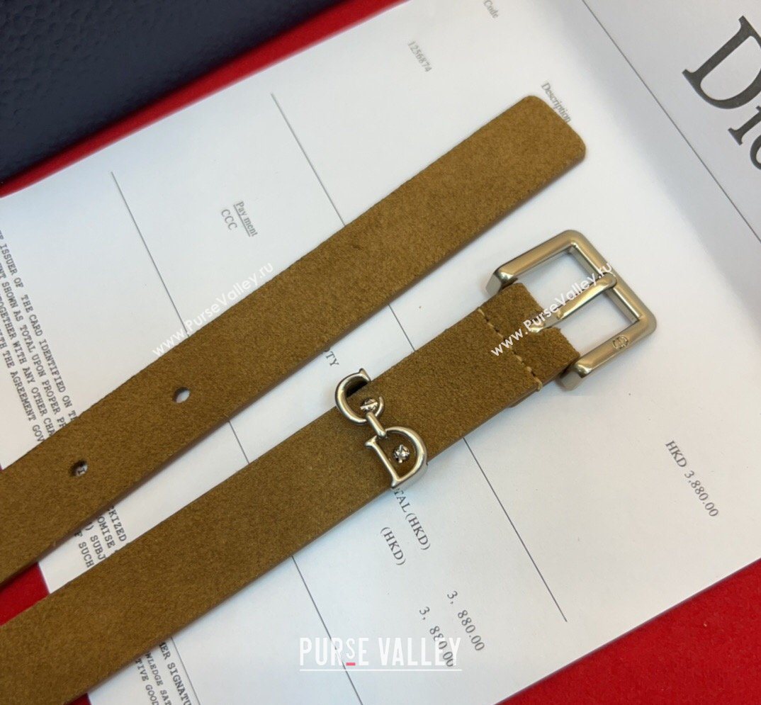 Dior Saddle Loop Belt 2cm in Suede with CD Pin Buckle Biscuits Beige/Gold 2026 DR031705 (99-260317018)