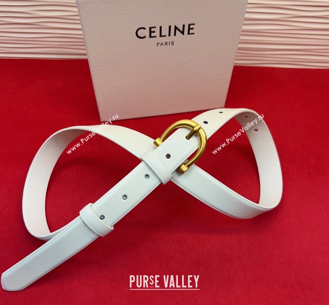 Celine Triomphe Medium Belt 2.5cm with Pin Buckle in Calfskin Leather White 2026 CE031602 (99-260316028)