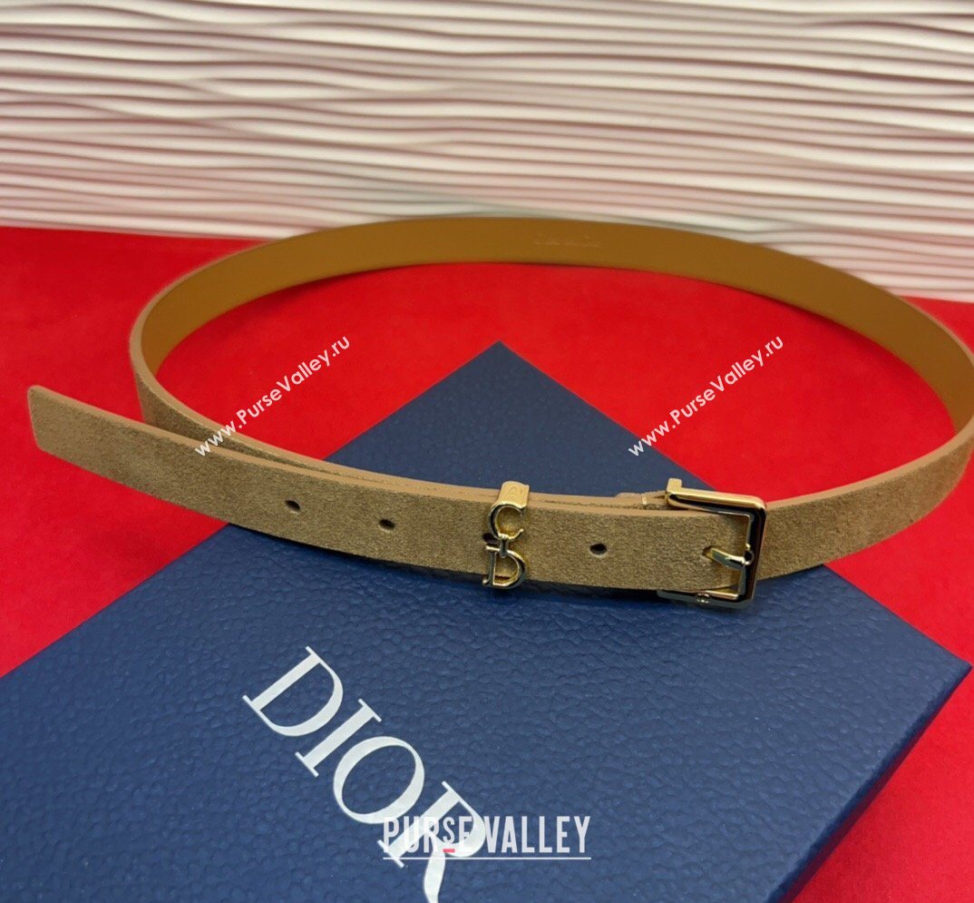 Dior Saddle Loop Belt 2cm in Suede with CD Pin Buckle Biscuits Beige/Gold 2026 DR031705 (99-260317018)