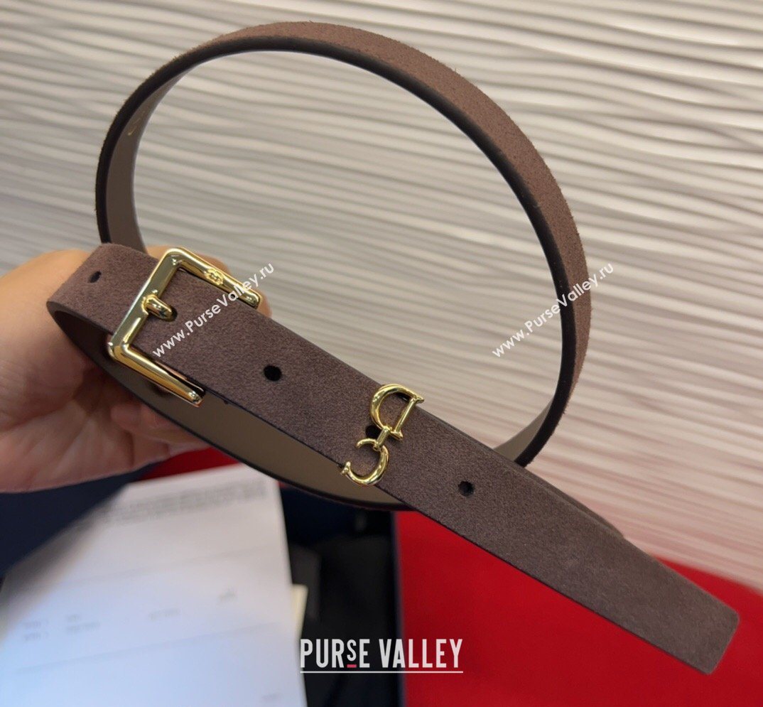 Dior Saddle Loop Belt 2cm in Suede with CD Pin Buckle Taupe/Gold 2026 DR031705 (99-260317019)