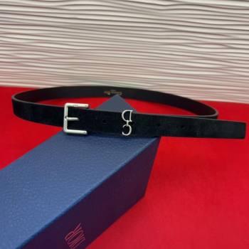 Dior Saddle Loop Belt 2cm in Suede with CD Pin Buckle Black/Silver 2026 DR031705 (99-260317020)