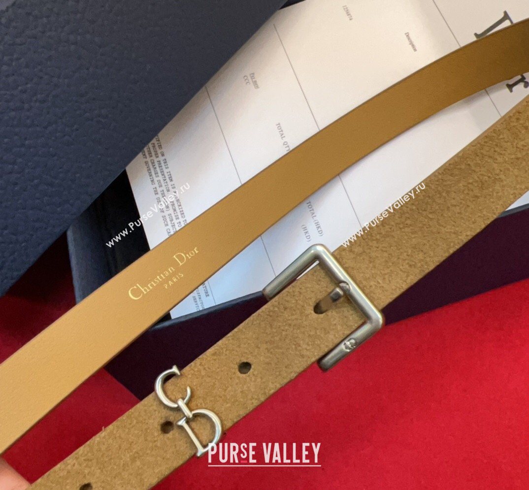 Dior Saddle Loop Belt 2cm in Suede with CD Pin Buckle Biscuits Beige/Silver 2026 DR031705 (99-260317021)