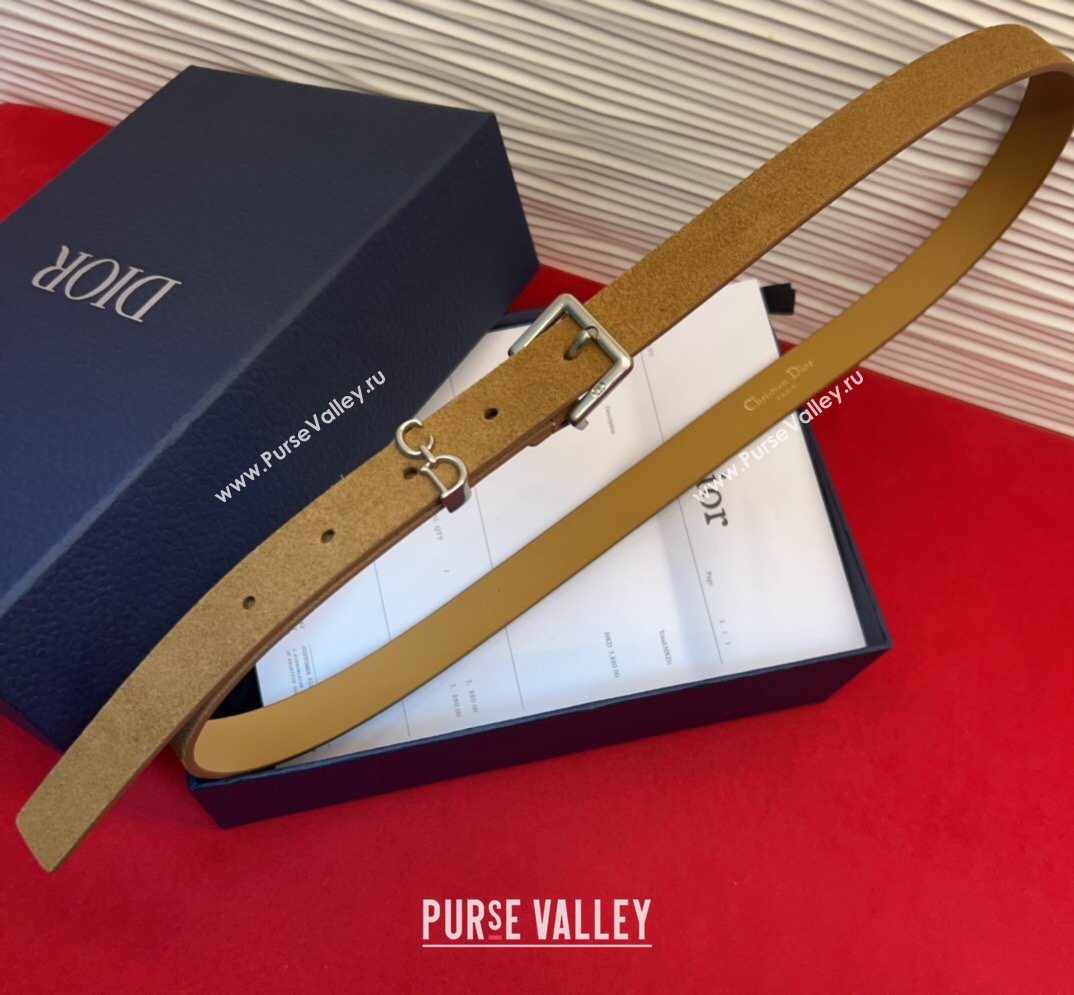 Dior Saddle Loop Belt 2cm in Suede with CD Pin Buckle Biscuits Beige/Silver 2026 DR031705 (99-260317021)