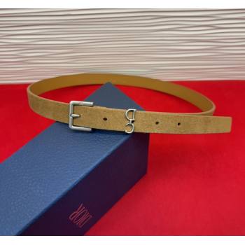 Dior Saddle Loop Belt 2cm in Suede with CD Pin Buckle Biscuits Beige/Silver 2026 DR031705 (99-260317021)