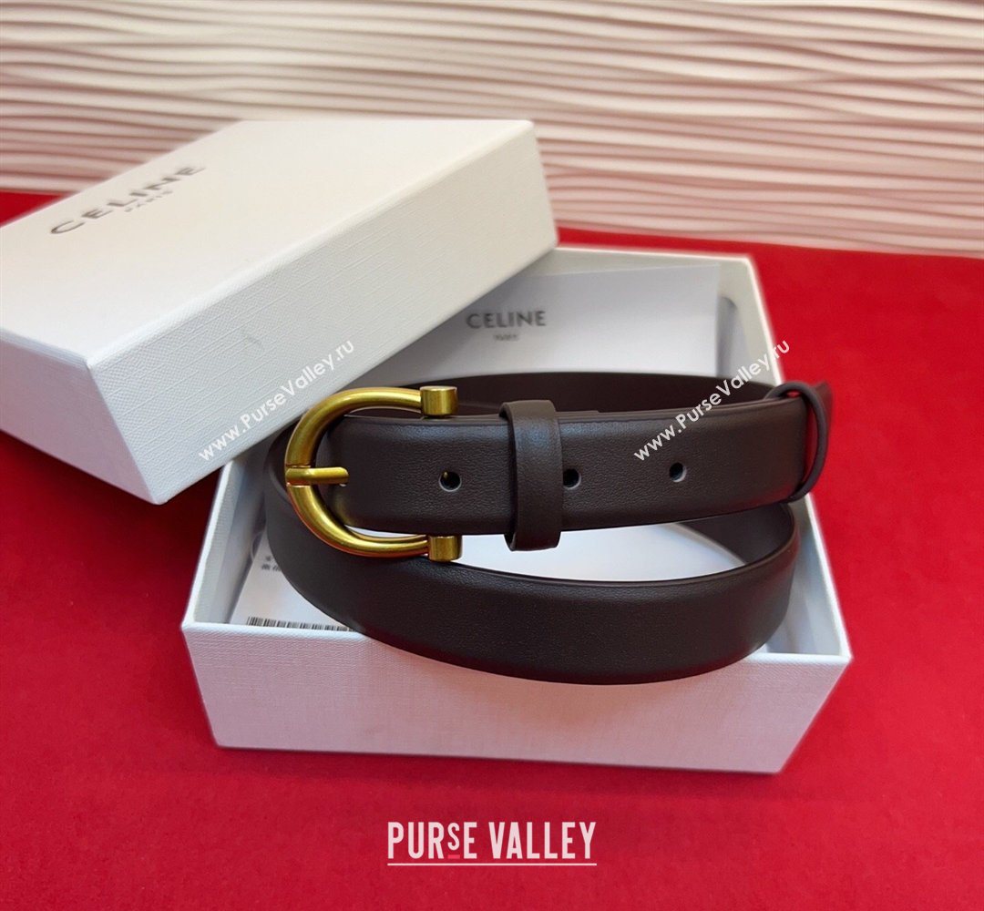 Celine Triomphe Medium Belt 2.5cm with Pin Buckle in Calfskin Leather Dark Brown 2026 CE031602 (99-260316029)