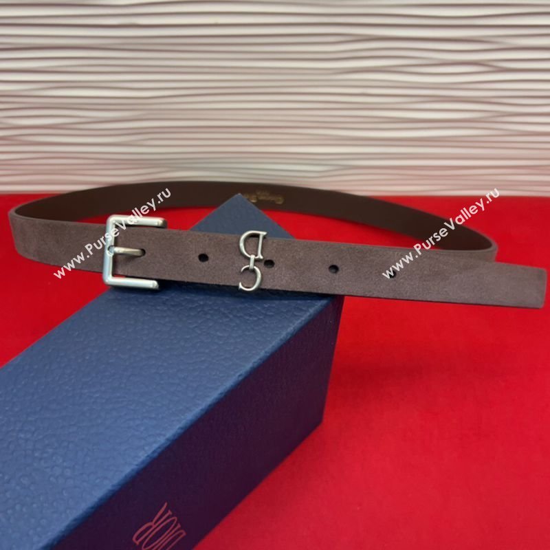 Dior Saddle Loop Belt 2cm in Suede with CD Pin Buckle Taupe/Silver 2026 DR031705 (99-260317022)