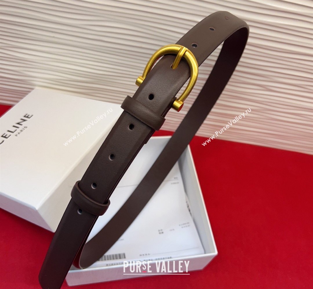 Celine Triomphe Medium Belt 2.5cm with Pin Buckle in Calfskin Leather Dark Brown 2026 CE031602 (99-260316029)