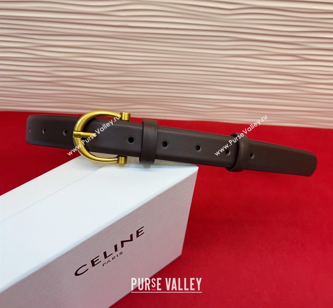 Celine Triomphe Medium Belt 2.5cm with Pin Buckle in Calfskin Leather Dark Brown 2026 CE031602 (99-260316029)