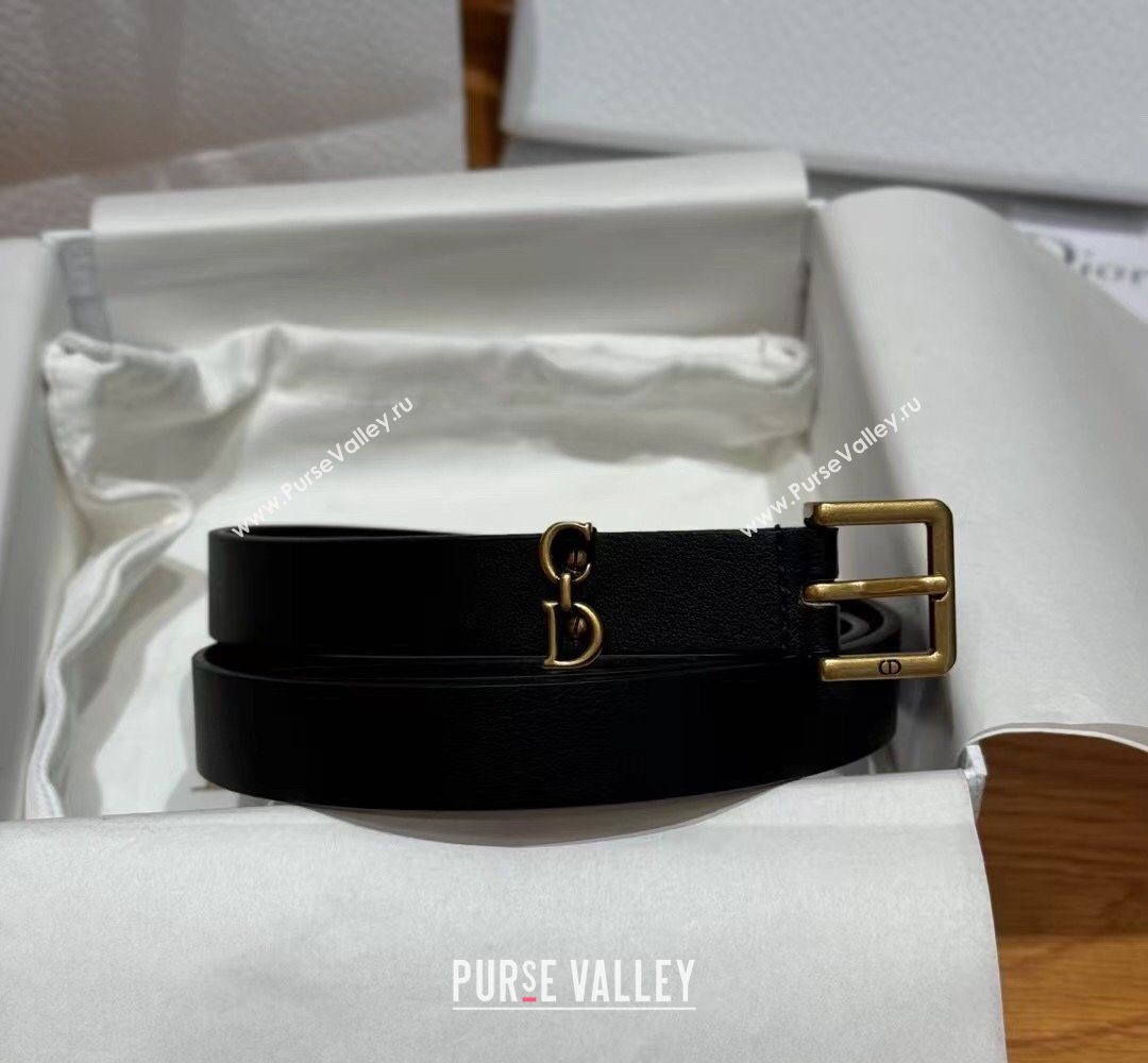 Dior Saddle Loop Belt 2cm in Smooth Leather with CD Pin Buckle Black/Gold 2026 DR031705 (99-260317025)