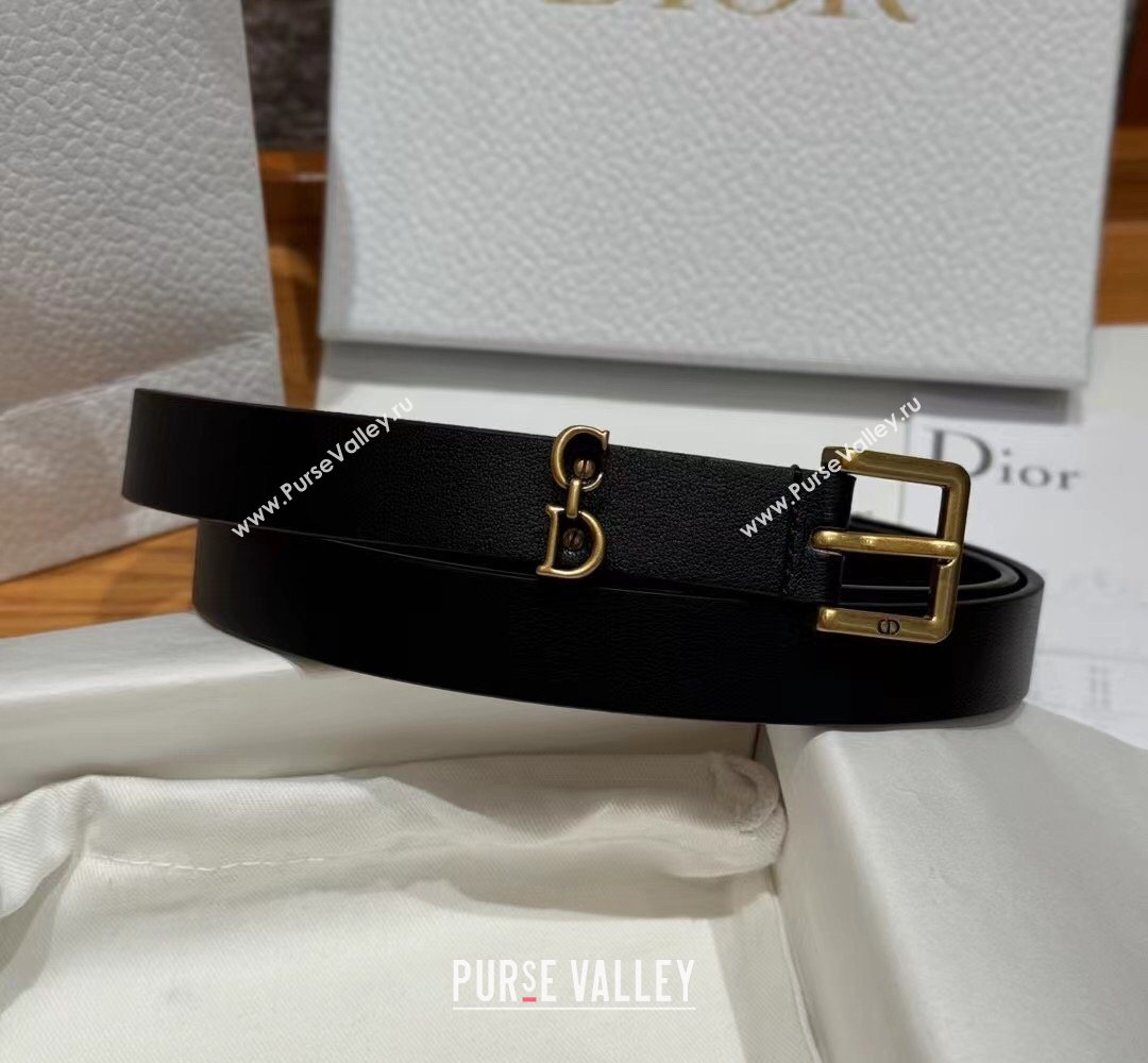 Dior Saddle Loop Belt 2cm in Smooth Leather with CD Pin Buckle Black/Gold 2026 DR031705 (99-260317025)