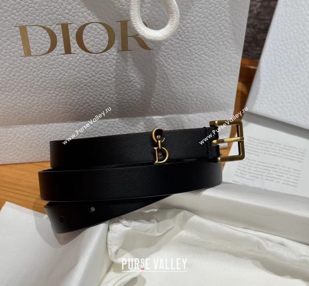 Dior Saddle Loop Belt 2cm in Smooth Leather with CD Pin Buckle Black/Gold 2026 DR031705 (99-260317025)