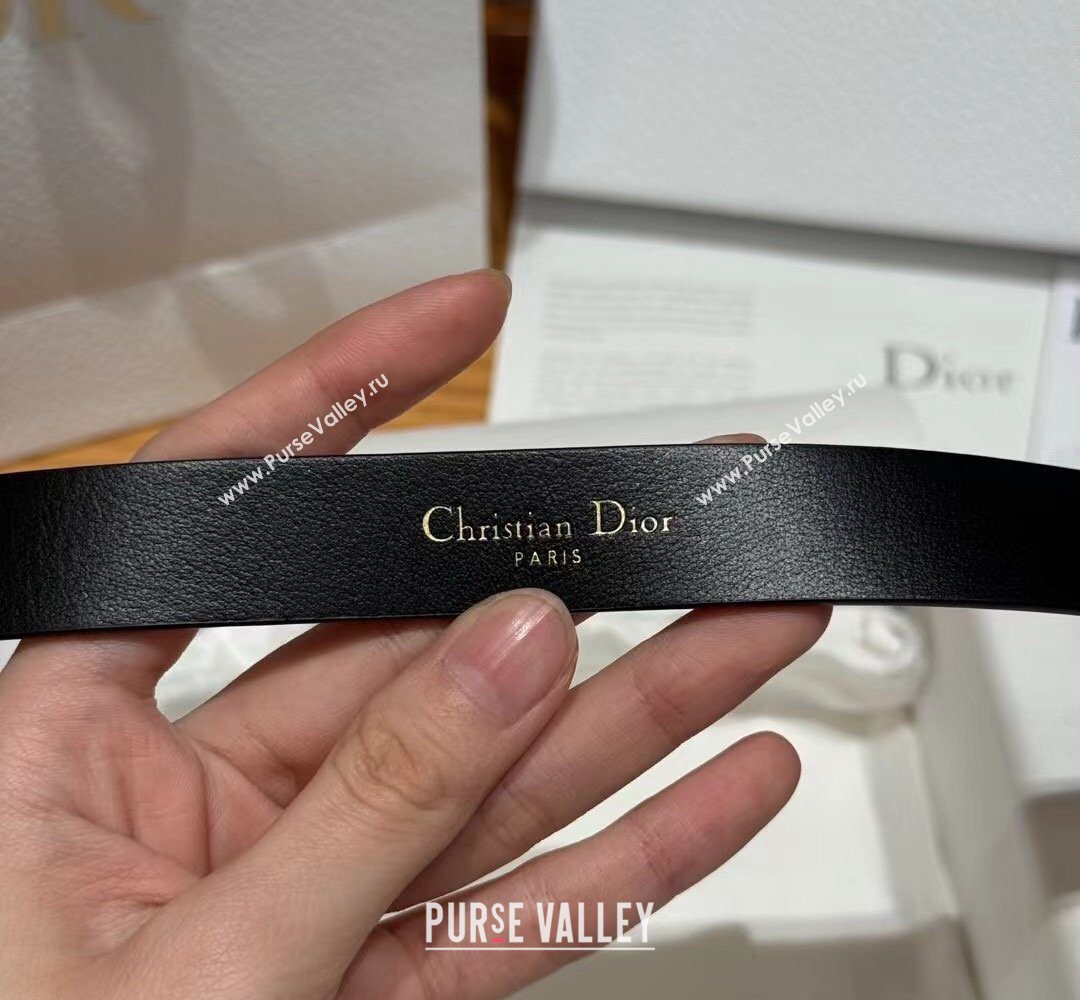 Dior Saddle Loop Belt 2cm in Smooth Leather with CD Pin Buckle Black/Gold 2026 DR031705 (99-260317025)