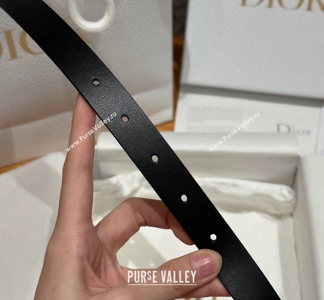 Dior Saddle Loop Belt 2cm in Smooth Leather with CD Pin Buckle Black/Silver 2026 DR031705 (99-260317026)
