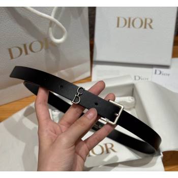 Dior Saddle Loop Belt 2cm in Smooth Leather with CD Pin Buckle Black/Silver 2026 DR031705 (99-260317026)
