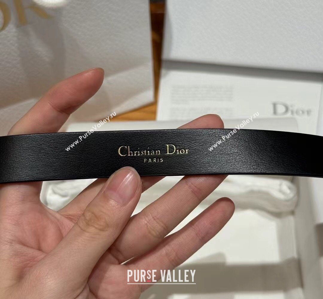 Dior Saddle Loop Belt 2cm in Smooth Leather with CD Pin Buckle Black/Silver 2026 DR031705 (99-260317026)