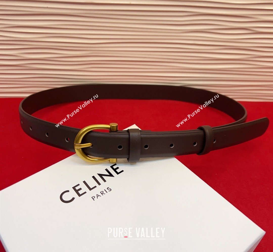 Celine Triomphe Medium Belt 2.5cm with Pin Buckle in Calfskin Leather Dark Brown 2026 CE031602 (99-260316029)
