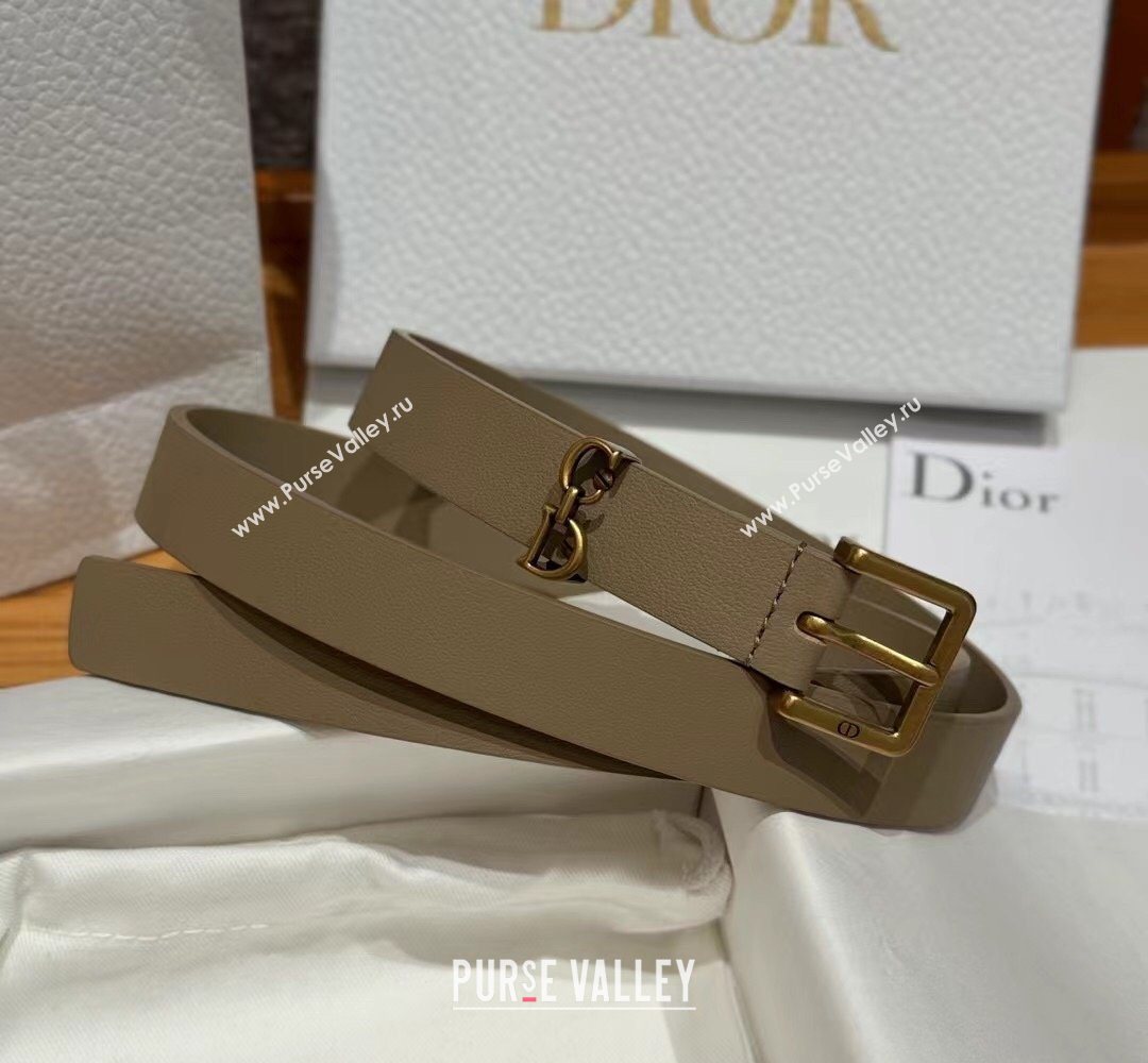 Dior Saddle Loop Belt 2cm in Smooth Leather with CD Pin Buckle Khaki/Gold 2026 DR031705 (99-260317027)